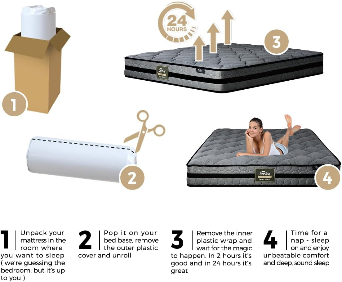 Bedra Bedding King Size Mattress King Bed Mattress Pocket Springs System 3D Mesh Fabric Firm Foam 22Cm 7 Zone,7-Layer Structure