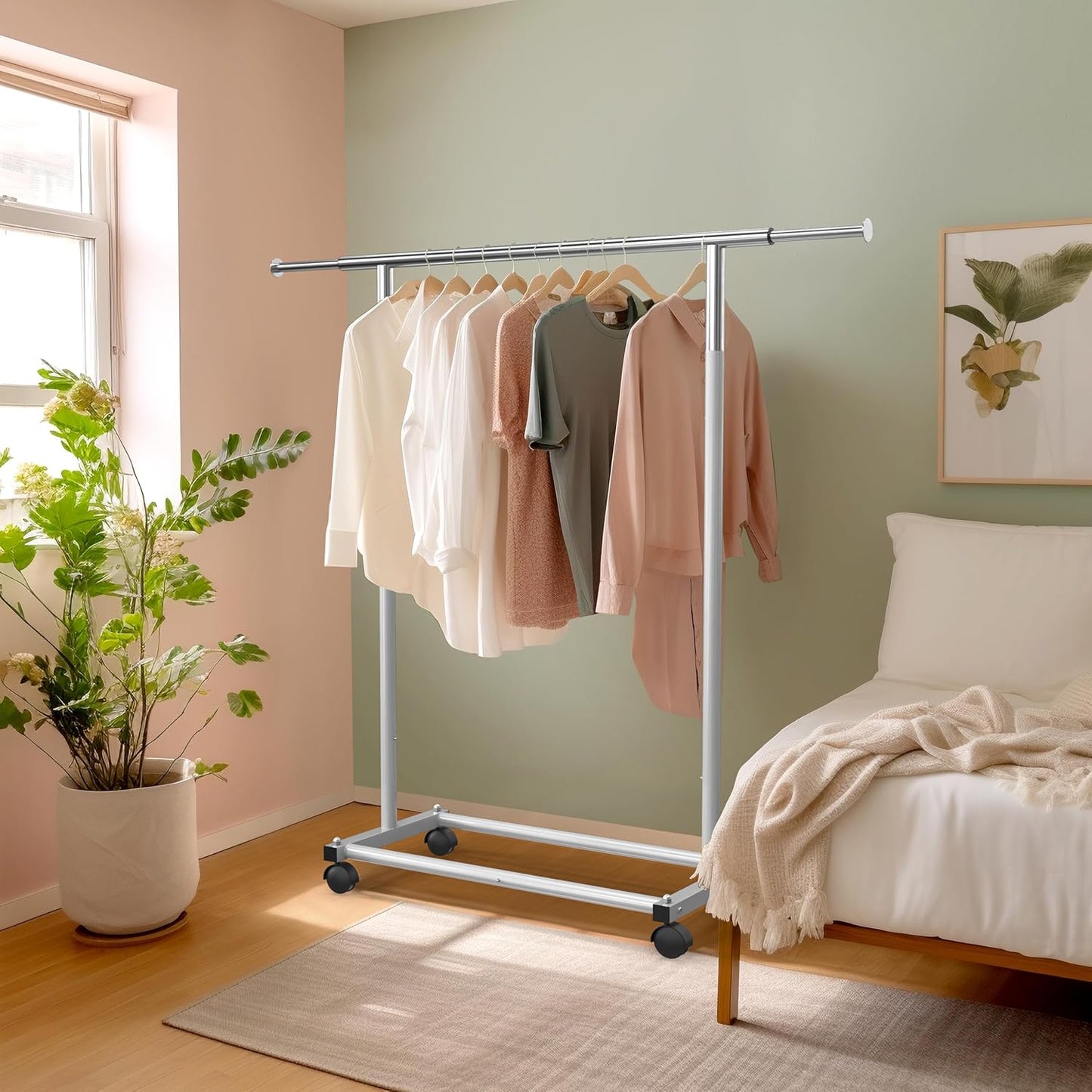 Simplehouseware Clothes Rack Standard Rod, 77 to 120 Cm Extensible Rod, Silver