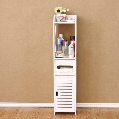 Small Bathroom Storage Corner Floor Cabinet with Doors and Shelves
