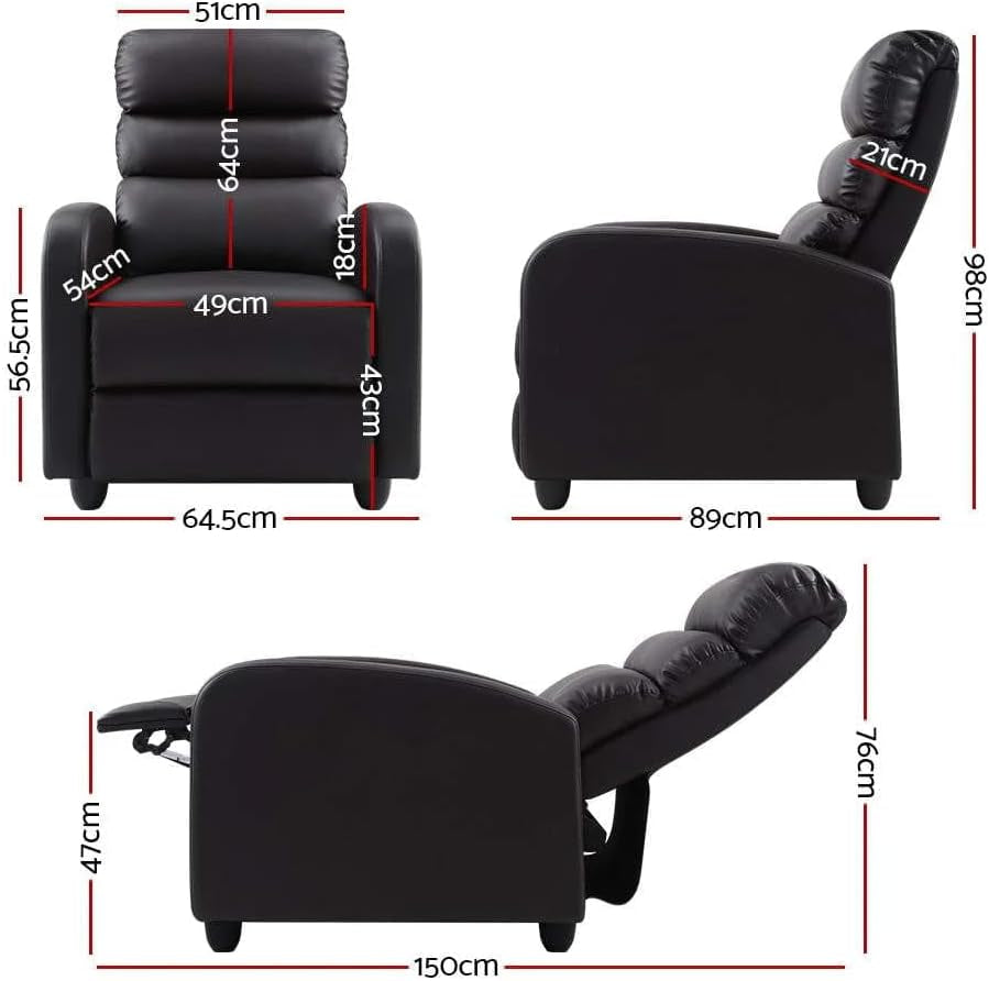 Artiss Recliner Chair Leather Lounge Sofa Armchair, Home Furniture Health Personal Care, Adjustable Backrest Footrest Electric Seat Office Brown