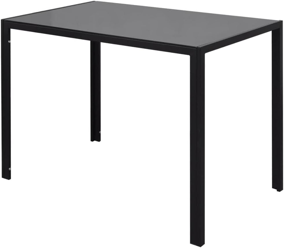 Five Piece Dining Table Set Black and White,Modern Dining Table Set with Tempered Glass and Artificial Leather Chairs in Black and White Furniture Sets