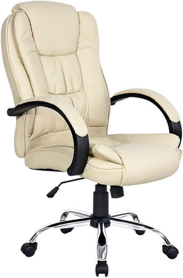 Artiss Gaming Chair Ergonomic Office Chairs Height Adjustable Leather Computer Desk Seat with 120° Recline, High Back and 360°-Swivel Seating Beige for Executive Home