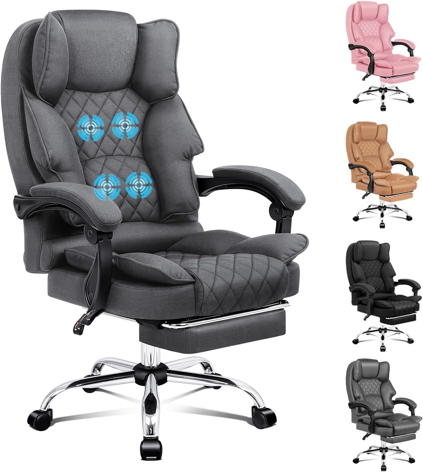 ALFORDSON Ergonomic Office Chair with Massage, 150° Recline and 360° Swivel, Gaming Executive Computer Racer Chair Adjustable Height,Pu Leather Home Office Chair with High Backest Support (Black)