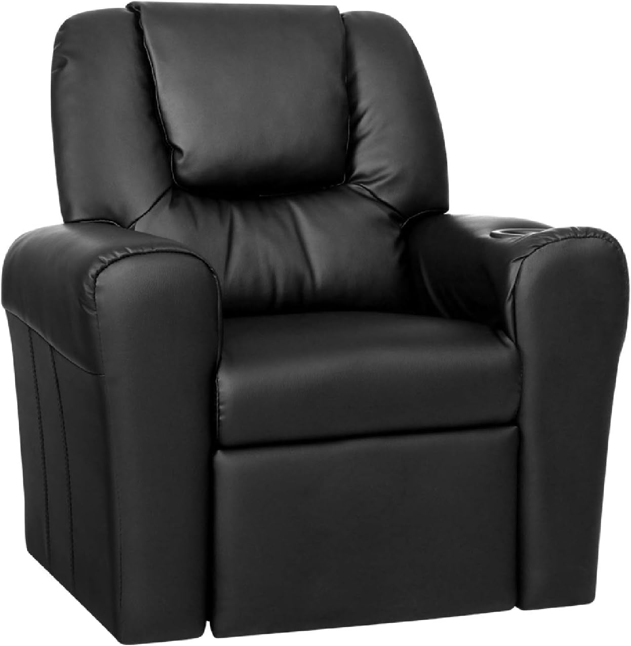 Keezi Kids Recliner Chair, PU Leather Sofa Couch Armchair Loungefly Outdoor Chairs Home Bedroom Living Room Playroom Children Furniture, with 9Cm Thick Foam Padding Precise Recline Adjustment Grey