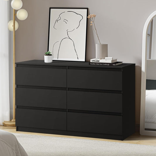 Chest of Drawers with 6 Drawers Bedroom Dresser Black