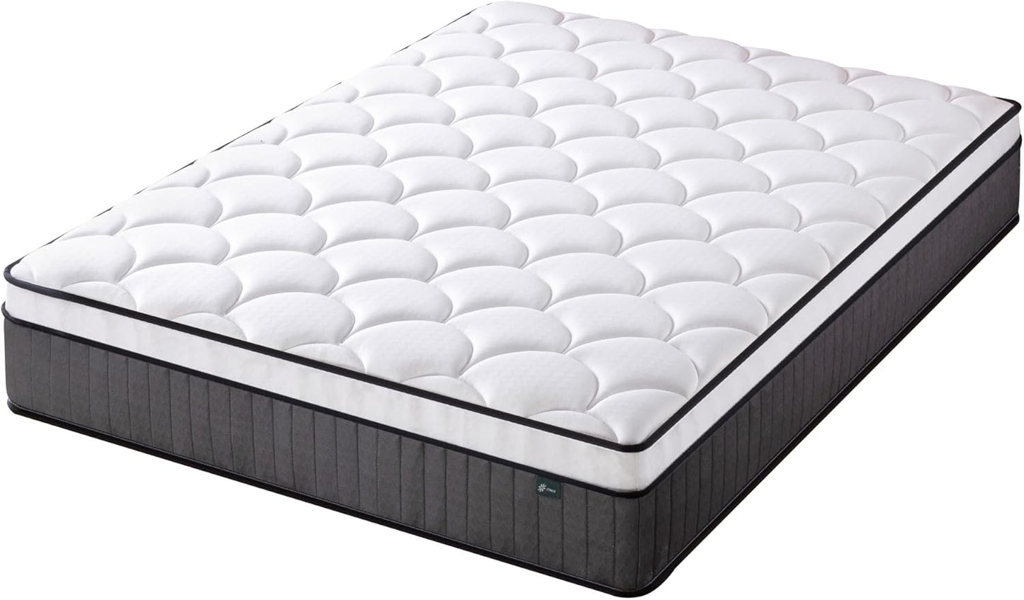 Zinus Queen Mattress Support 30Cm Icoil Pocket Spring Eurotop, Comfort Quilting Foam, Medium Feel Bed Mattresses