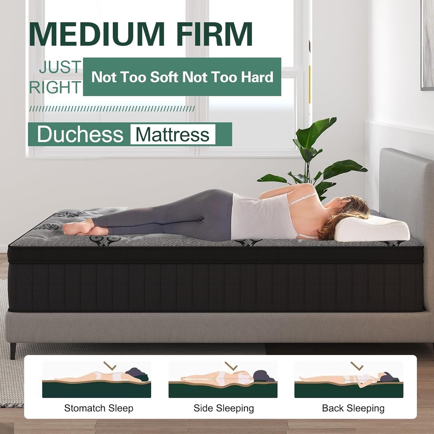 Duchess Double Mattress, Hybrid Mattress with Gel Memory Foam Mattress Pocket Springs Eurotop - High Density Foam Layer - Medium Firm 27CM