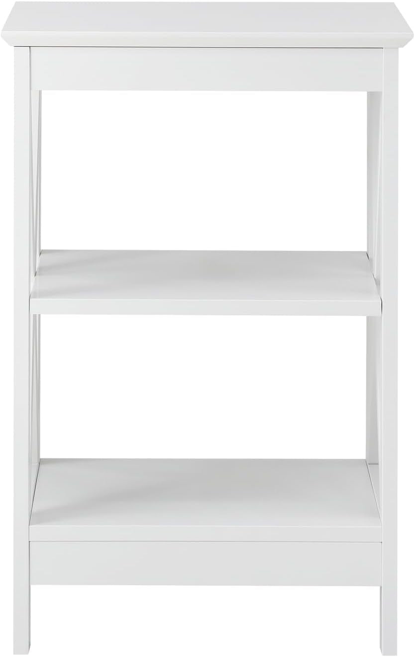 Oikiture End Table with 3-Tier Shelf Sofa Side Table Coffee beside Table White