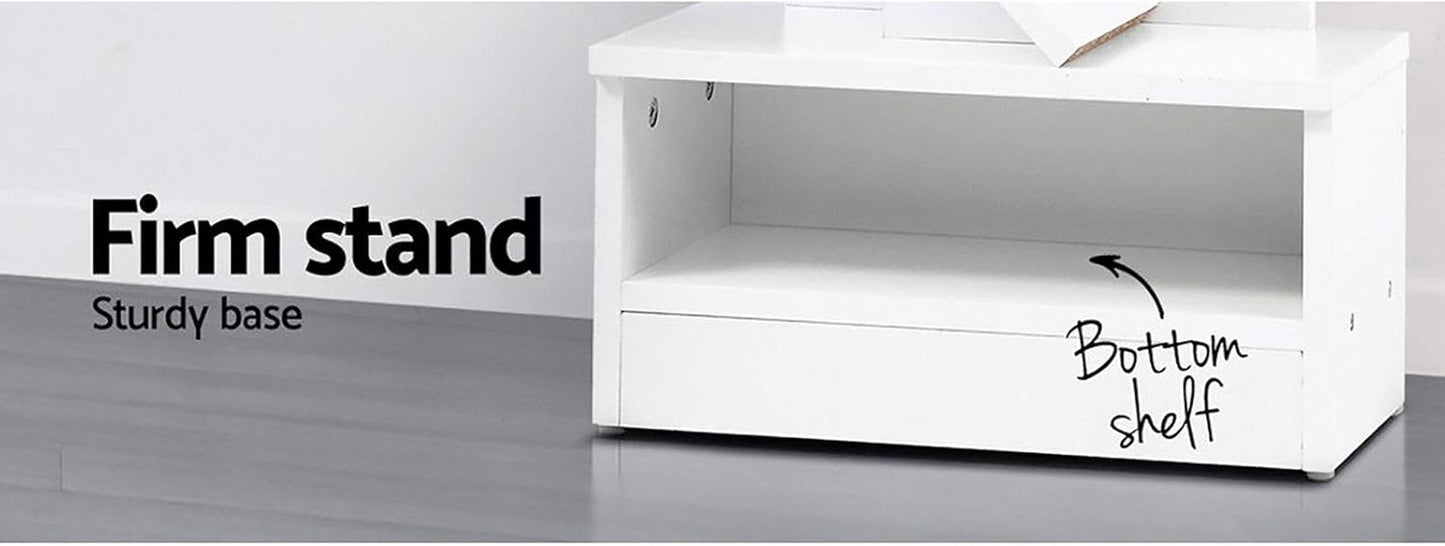 Artiss Bookshelf, 7 Tier Shelf Corner Wall Shelves Display Cabinet Bookcase Storage Rack Home Living Room Bedroom Office Furniture, 15Mm Thick Particle Board White
