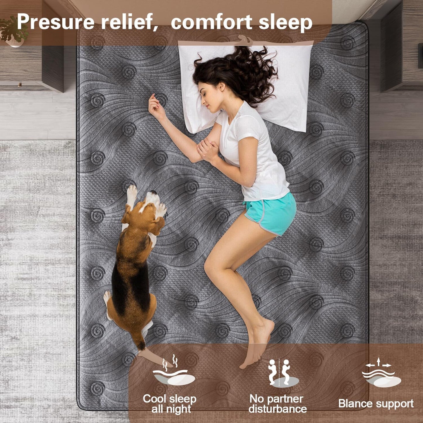 Duchess 34Cm Queen Hybrid Mattress - Mattress Comfortable Memory Foam and Pocket Springs with Pressure Relief Breathable Design Reinforced Edge Support