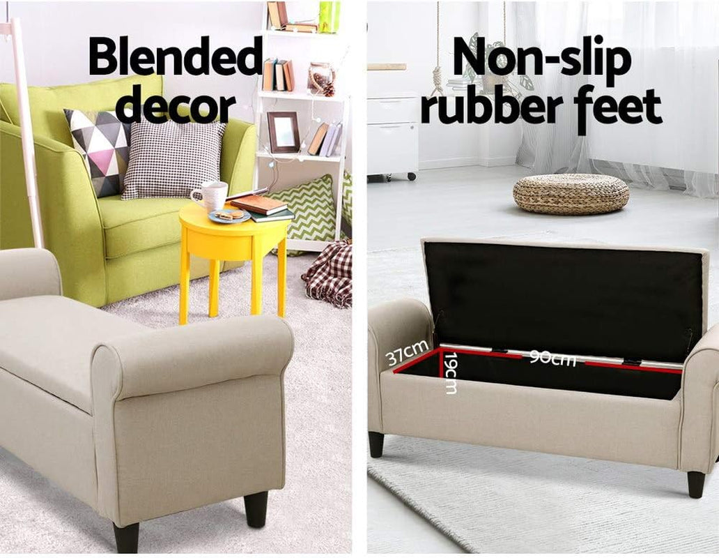 Upholstered Storage Ottoman, Foot Rest Stool Bench Padded Seat Blanket Box Chest