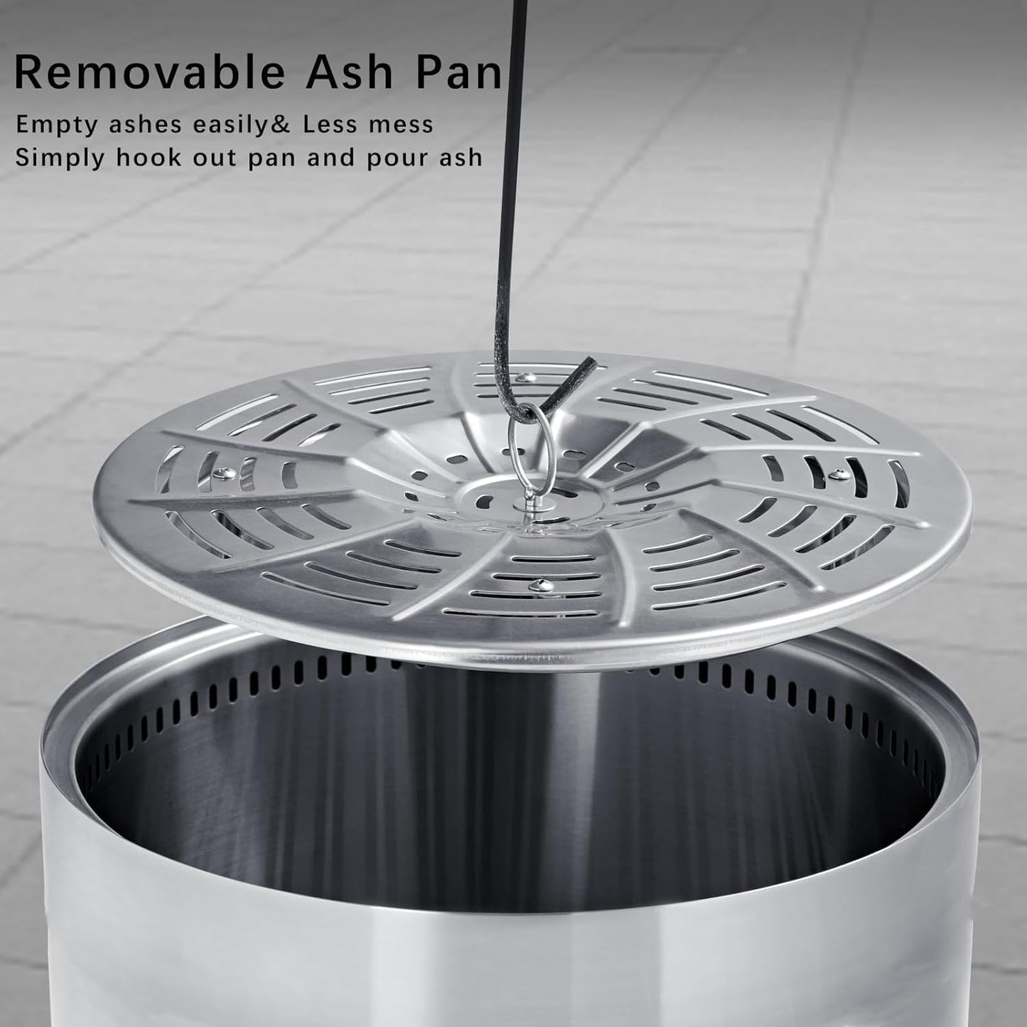 48cm Stainless Steel Smokeless Fire Pit, Outdoor Smokeless Firepit with Tote Bag & Fire Poker