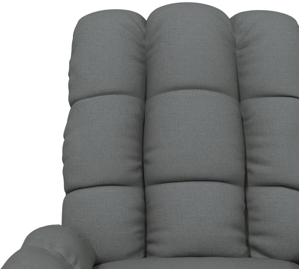 Vidaxl Reclining Massage Chair in Dark Grey Fabric with Manual Adjustments, Vibration Function and Solid Wood & Metal Frame