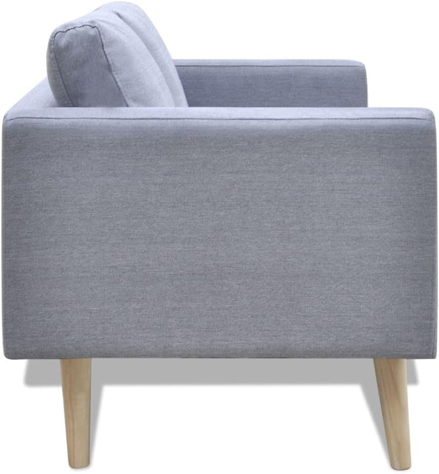 2-Piece Sofa Set - Includes a Two-Seater and a Three-Seater Sofa - Upholstered in Light Grey Fabric - with Sturdy Wooden Frame and Removable, Washable Cushion Covers