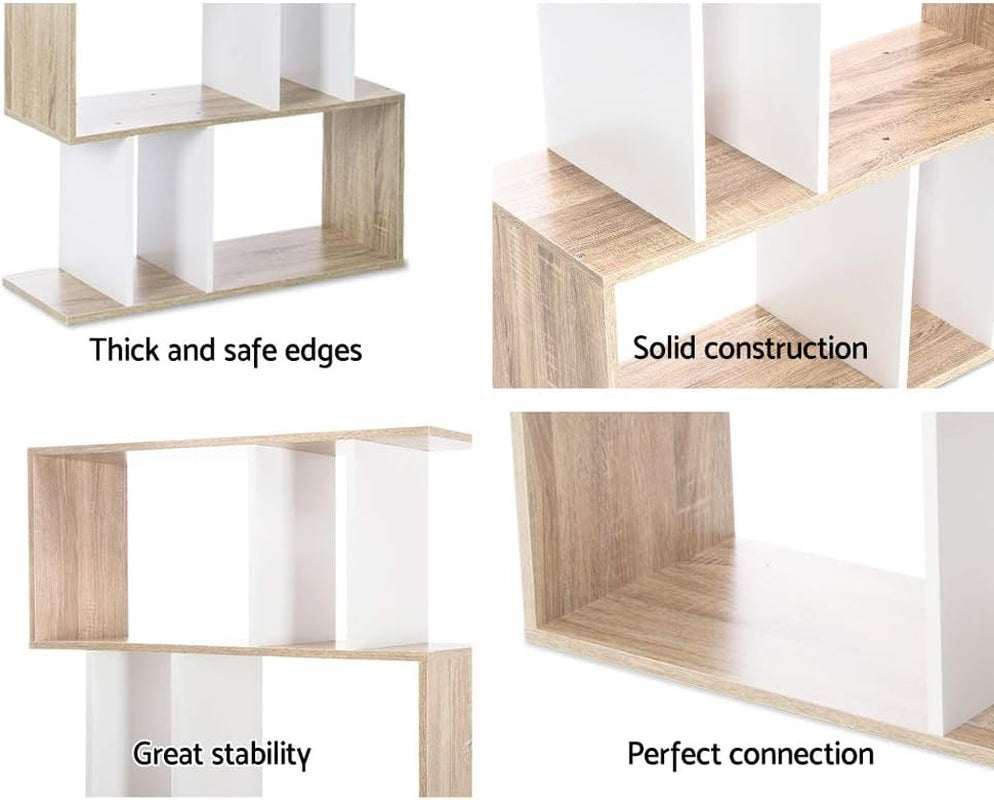 Artiss Bookshelf, 5 Tier Shelf Corner Wall Shelves Display Cabinet Bookcase Bookshelves Storage Rack Home Living Room Bedroom Office Furniture, High Density Particle Board Multicoloured