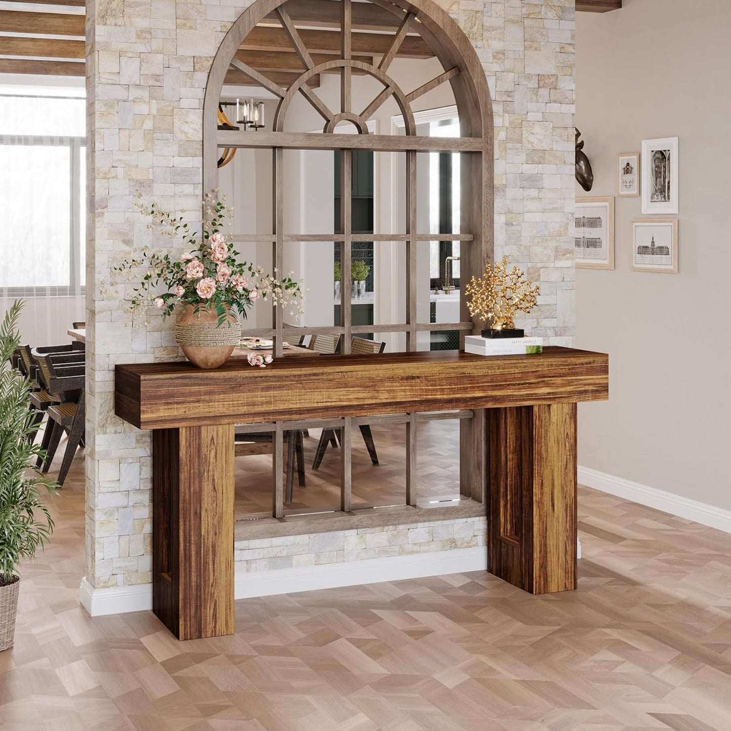 Farmhouse Wooden Table 63-Inch Long