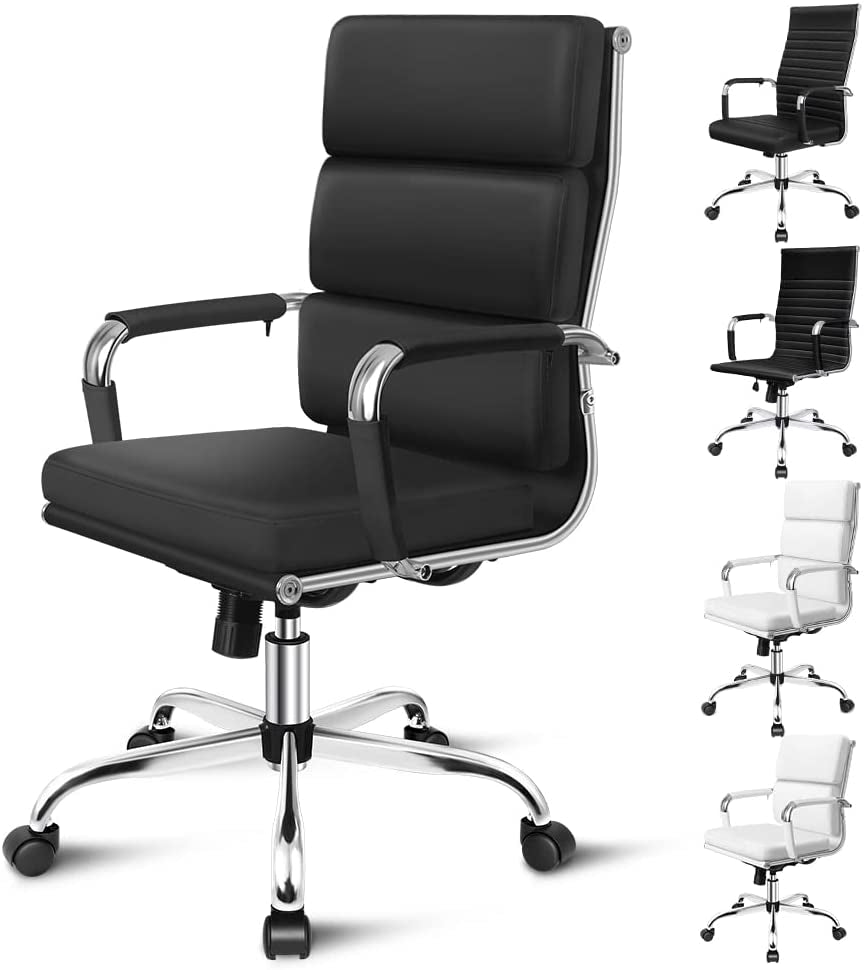 ALFORDSON Office Chair with Height Adjustable SGS Listed Gas Lift, PU Leather Home Ergonomic Desk Chair with Removable Armrest Cover, Padded Computer Chair for Gaming, Max 150Kg(Mid Back Esmae Brown)