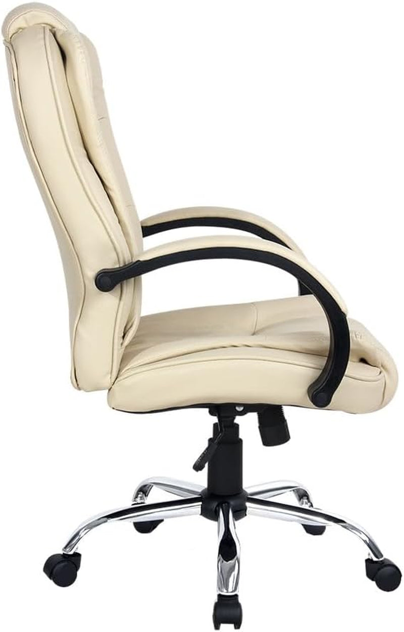 Artiss Gaming Chair Ergonomic Office Chairs Height Adjustable Leather Computer Desk Seat with 120° Recline, High Back and 360°-Swivel Seating Beige for Executive Home