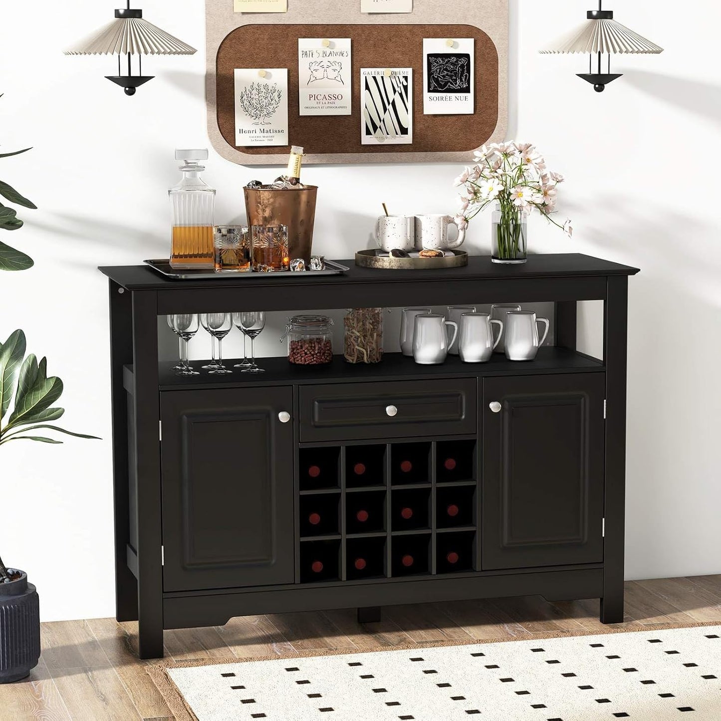 Buffet Sideboard, Cupboard W/ 2 Doors & Drawer