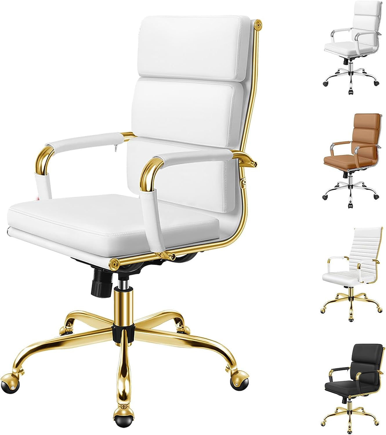 ALFORDSON Office Chair with Height Adjustable SGS Listed Gas Lift, PU Leather Home Ergonomic Desk Chair with Removable Armrest Cover, Padded Computer Chair for Gaming, Max 150Kg(Mid Back Esmae Brown)