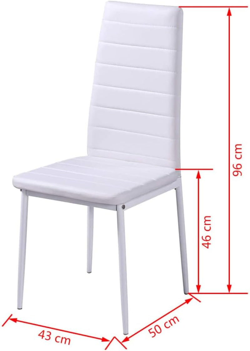 Five Piece Dining Table Set Black and White,Modern Dining Table Set with Tempered Glass and Artificial Leather Chairs in Black and White Furniture Sets