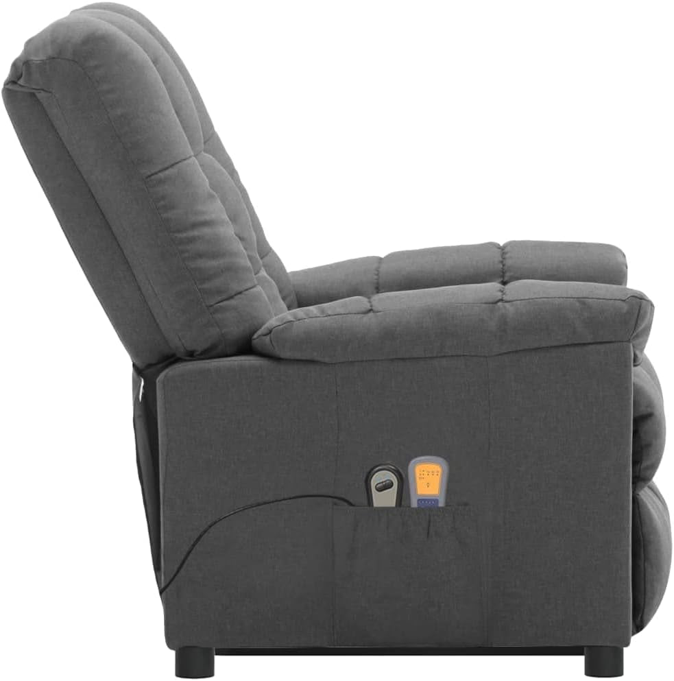 Vidaxl Fabric Massaging Recliner Chair - Light Grey, Flexible Manual Reclining with Electric Stand up Lift Function