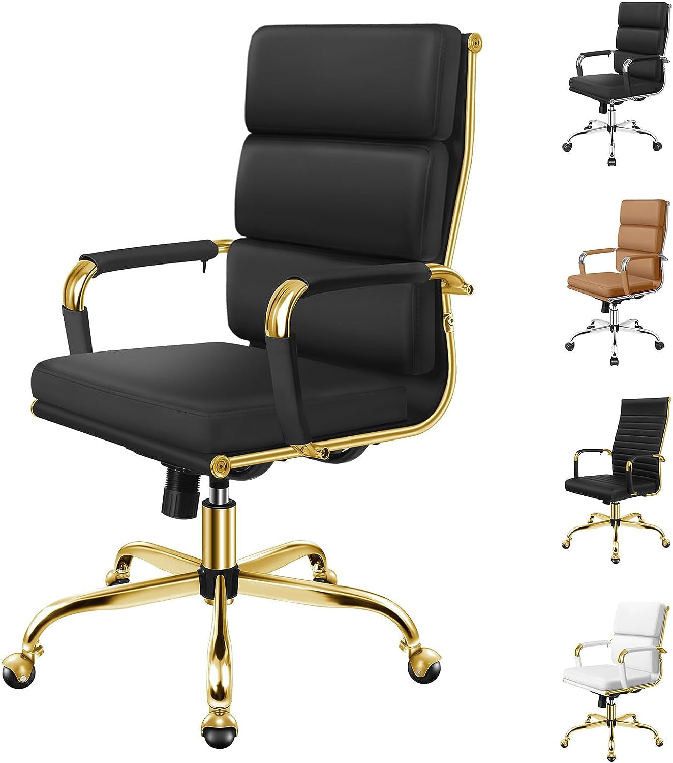 ALFORDSON Office Chair with Height Adjustable SGS Listed Gas Lift, PU Leather Home Ergonomic Desk Chair with Removable Armrest Cover, Padded Computer Chair for Gaming, Max 150Kg(Mid Back Esmae Brown)