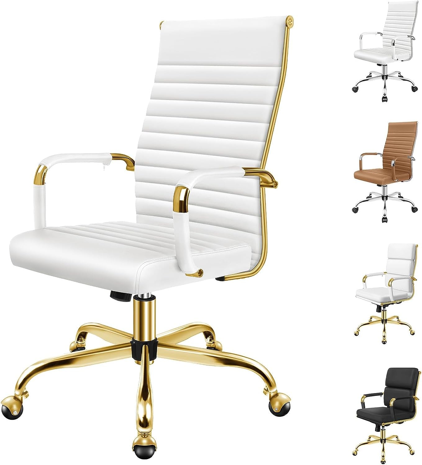 ALFORDSON Office Chair with Height Adjustable SGS Listed Gas Lift, PU Leather Home Ergonomic Desk Chair with Removable Armrest Cover, Padded Computer Chair for Gaming, Max 150Kg(Mid Back Esmae Brown)