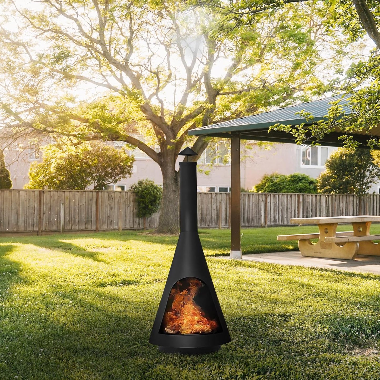 Chimney Fire Pit Patio Heater Outdoor Camping Portable Chiminea Brazier Fireplace 105Cm