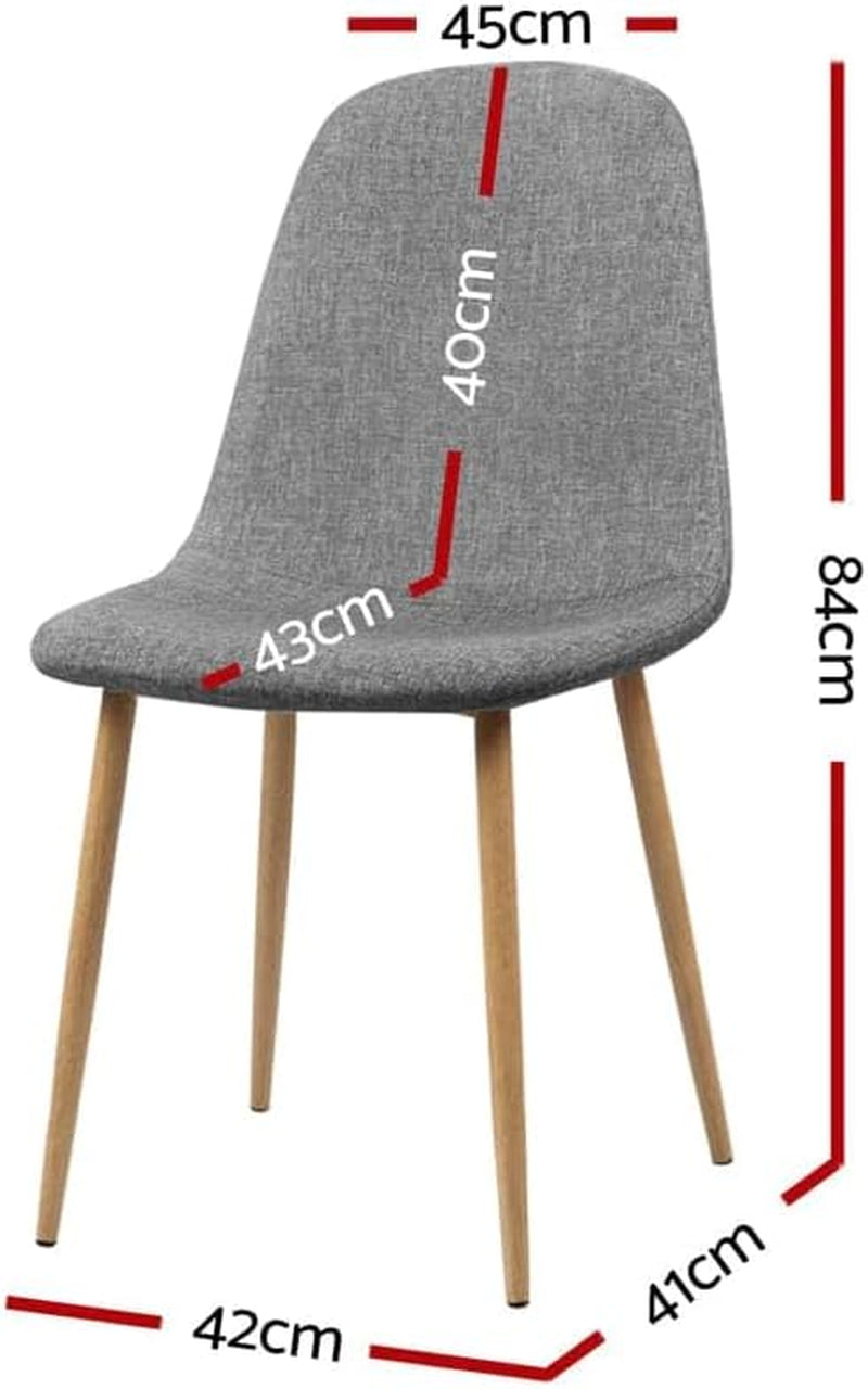 Artiss Dining Chairs Set of 4 Grey Esright Kitchen Chair Nursing Seats Reading Seating Home Living Room Bedroom Cafe Office Furniture, Faux Linen Fabric, in 44Cm Seat Height