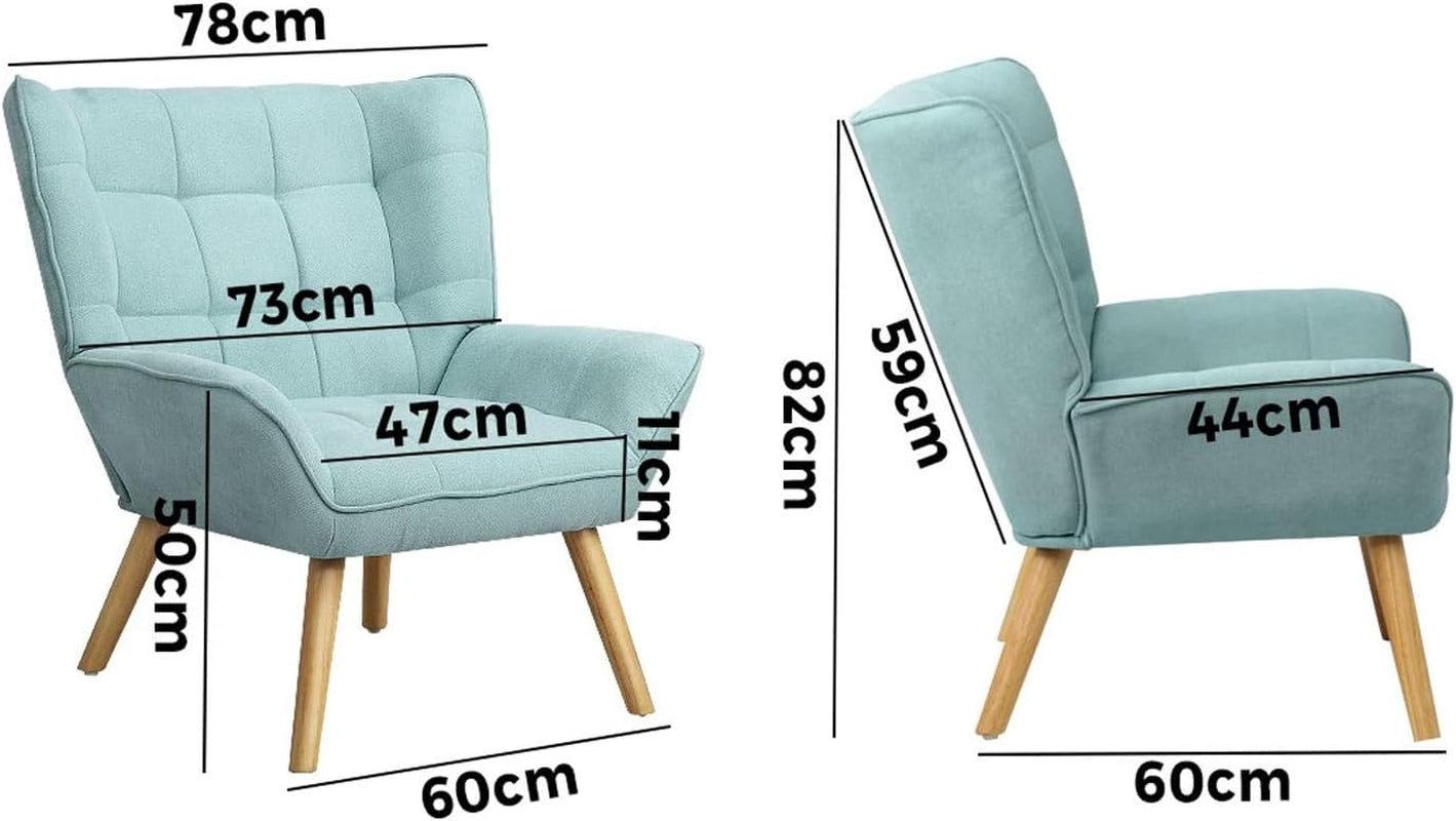 Oikiture Armchair Accent Lounge Chairs Stoolseating Soft Home Office Furniture Stools for Dining Living Room or Bedroom Fabric Upholstered, Blue