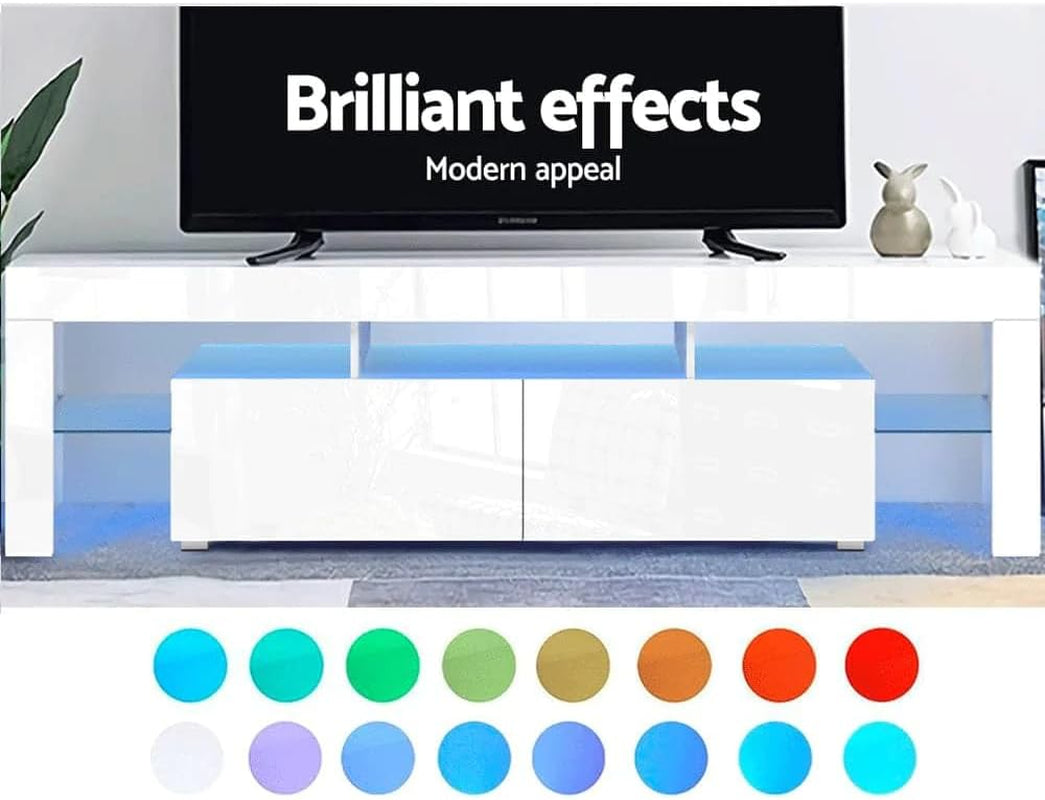 Artiss TV Unit Cabinet Entertainment Units, 189Cm Length Stand Table Cabinets Storage Shelf Organiser Cupboard Home Living Room Bedroom Furniture, 16 Colour Lights High Gloss White