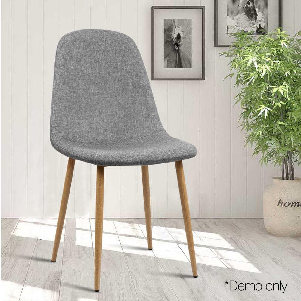 Artiss Dining Chairs Set of 4 Grey Esright Kitchen Chair Nursing Seats Reading Seating Home Living Room Bedroom Cafe Office Furniture, Faux Linen Fabric, in 44Cm Seat Height