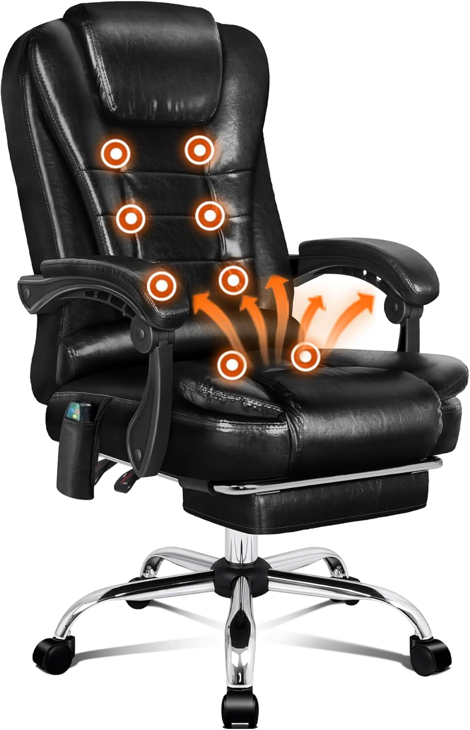 ALFORDSON Ergonomic Office Computer Chair with Footrest, High Back Executive Desk Chair Recliner for Home Office, PU Leather Video Gaming Chair, Earl Black