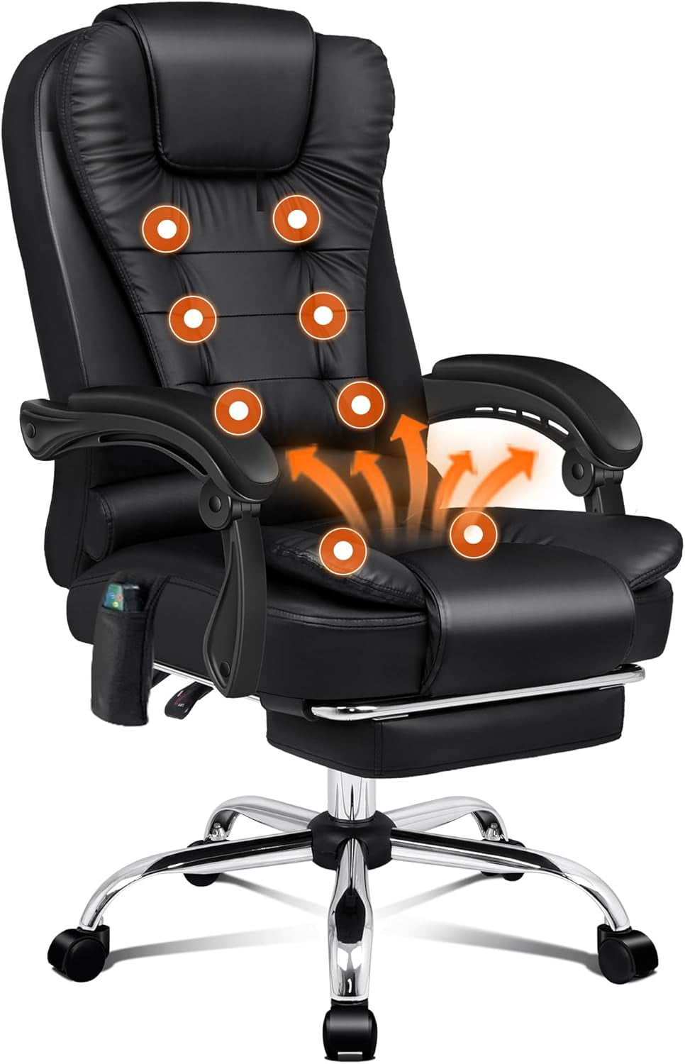 ALFORDSON Ergonomic Office Computer Chair with Footrest, High Back Executive Desk Chair Recliner for Home Office, PU Leather Video Gaming Chair, Earl Black