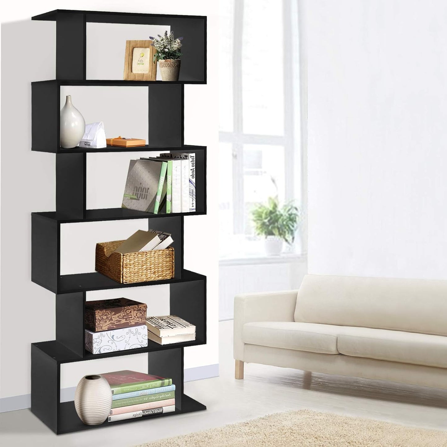 Artiss Bookshelf, 5 Tier Shelf Corner Wall Shelves Display Cabinet Bookcase Bookshelves Storage Rack Home Living Room Bedroom Office Furniture, High Density Particle Board Multicoloured