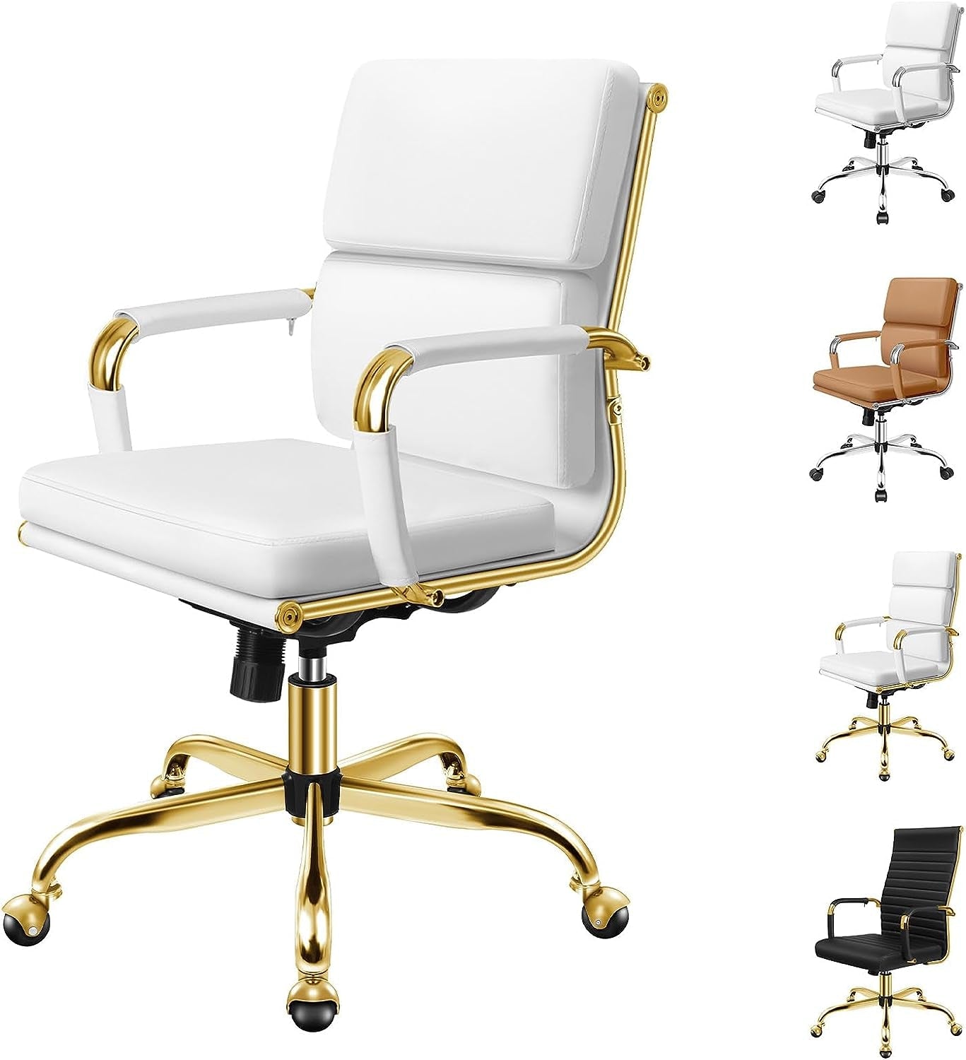 ALFORDSON Office Chair with Height Adjustable SGS Listed Gas Lift, PU Leather Home Ergonomic Desk Chair with Removable Armrest Cover, Padded Computer Chair for Gaming, Max 150Kg(Mid Back Esmae Brown)