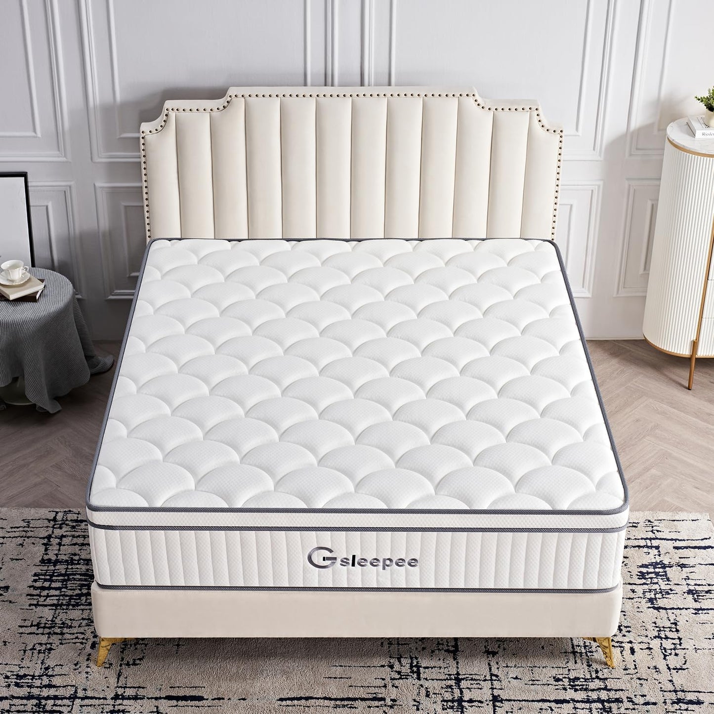Gsleepee Queen Mattress, 26Cm Thick Queen Size Mattress in a Box, Gel Memory Foam Hybrid Matress for Motion Isolation, Soft and Comfortable, Pressure Relief, Medium Firm Support