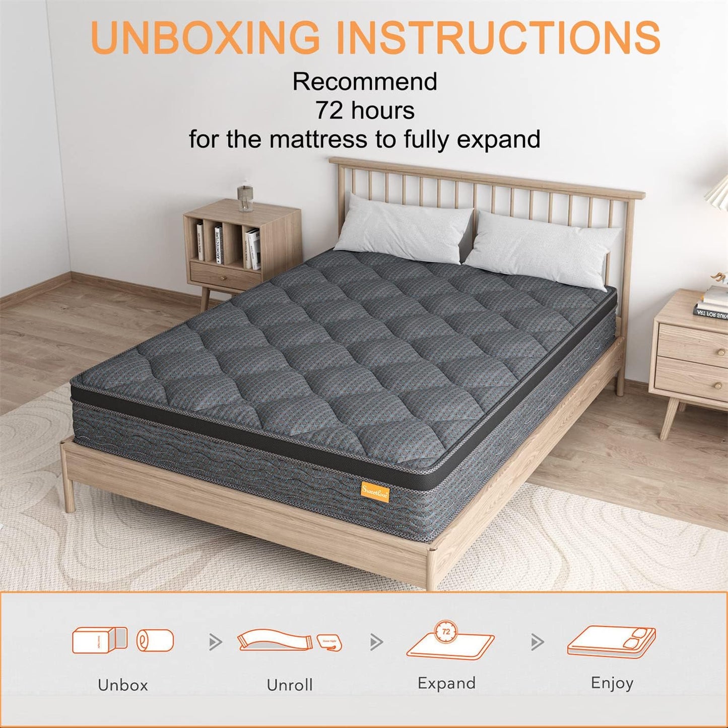 Sweetlove King Single Mattress | Innerspring Hybrid Mattress | High Density Foam Comfort Euro Top with 3D Air Mesh Pain Relief Mattress