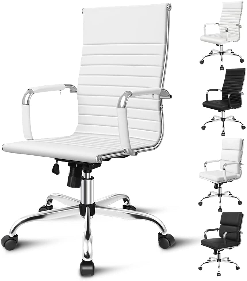 ALFORDSON Office Chair with Height Adjustable SGS Listed Gas Lift, PU Leather Home Ergonomic Desk Chair with Removable Armrest Cover, Padded Computer Chair for Gaming, Max 150Kg(Mid Back Esmae Brown)