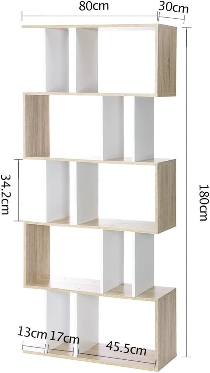 Artiss Bookshelf, 5 Tier Shelf Corner Wall Shelves Display Cabinet Bookcase Bookshelves Storage Rack Home Living Room Bedroom Office Furniture, High Density Particle Board Multicoloured