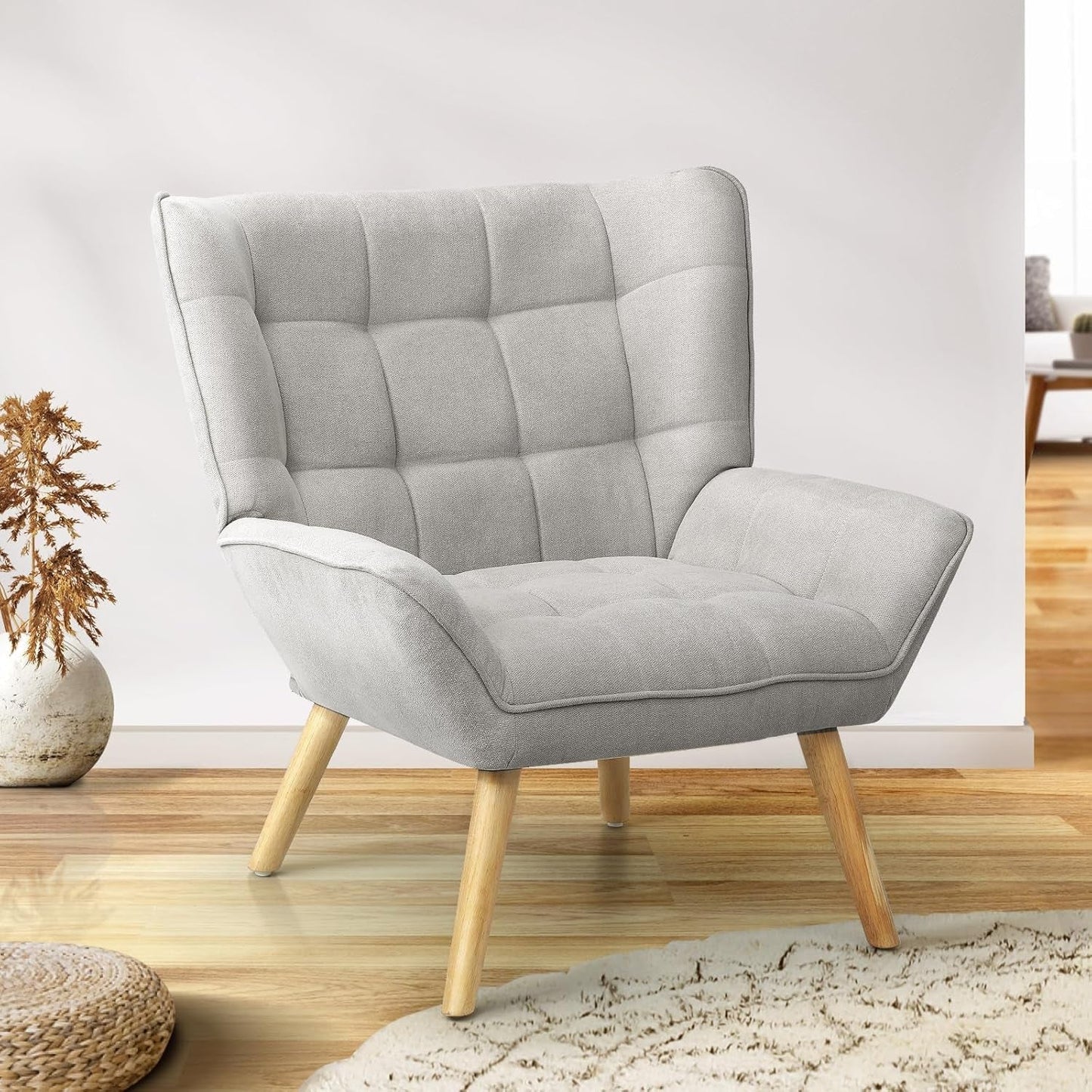 Oikiture Armchair Accent Lounge Chairs Stoolseating Soft Home Office Furniture Stools for Dining Living Room or Bedroom Fabric Upholstered, Blue