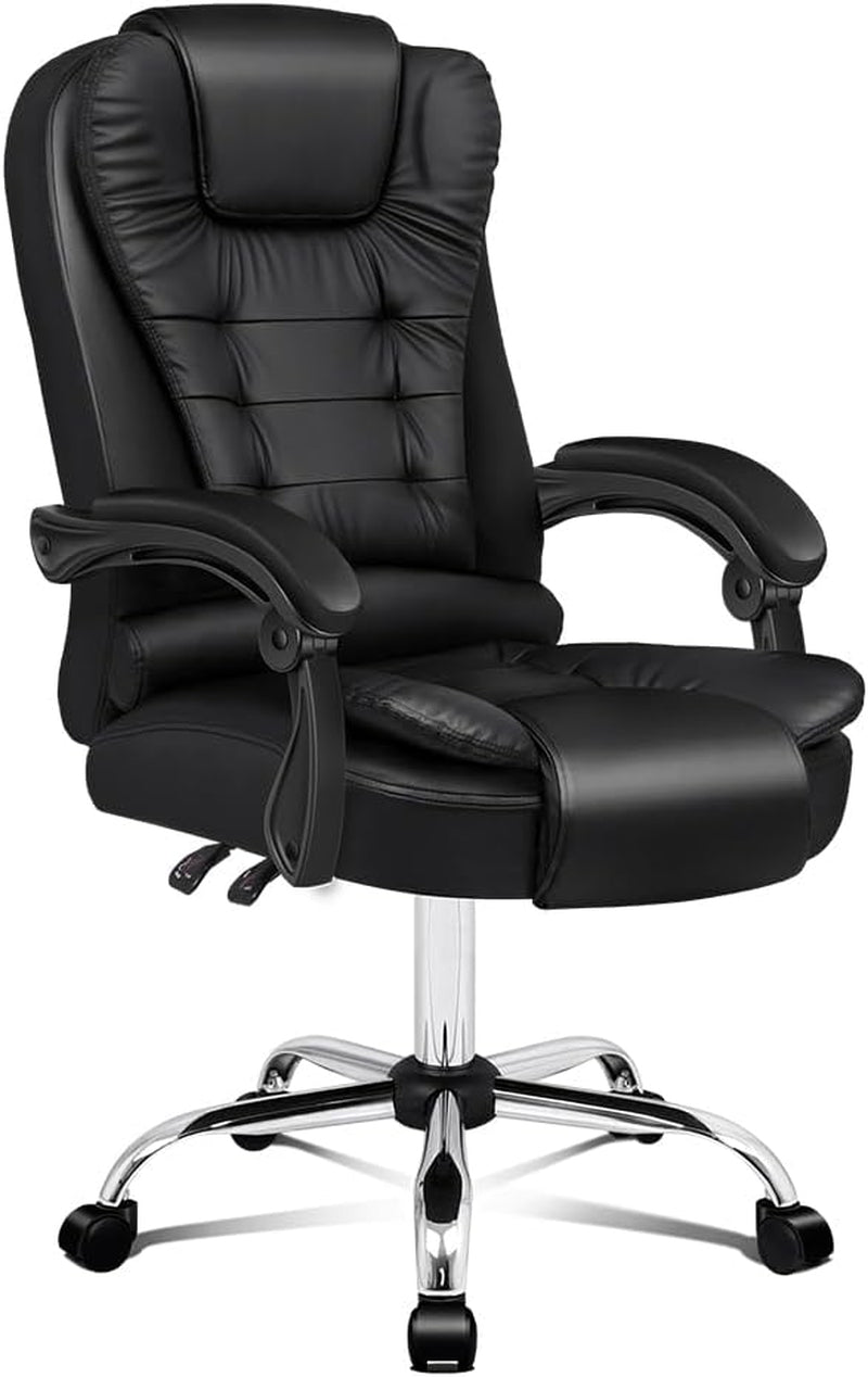 ALFORDSON Ergonomic Office Computer Chair with Footrest, High Back Executive Desk Chair Recliner for Home Office, PU Leather Video Gaming Chair, Earl Black