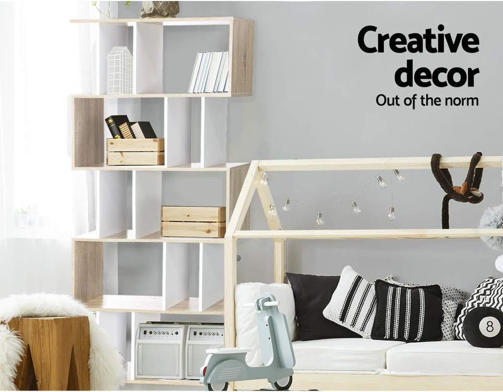 Artiss Bookshelf, 5 Tier Shelf Corner Wall Shelves Display Cabinet Bookcase Bookshelves Storage Rack Home Living Room Bedroom Office Furniture, High Density Particle Board Multicoloured