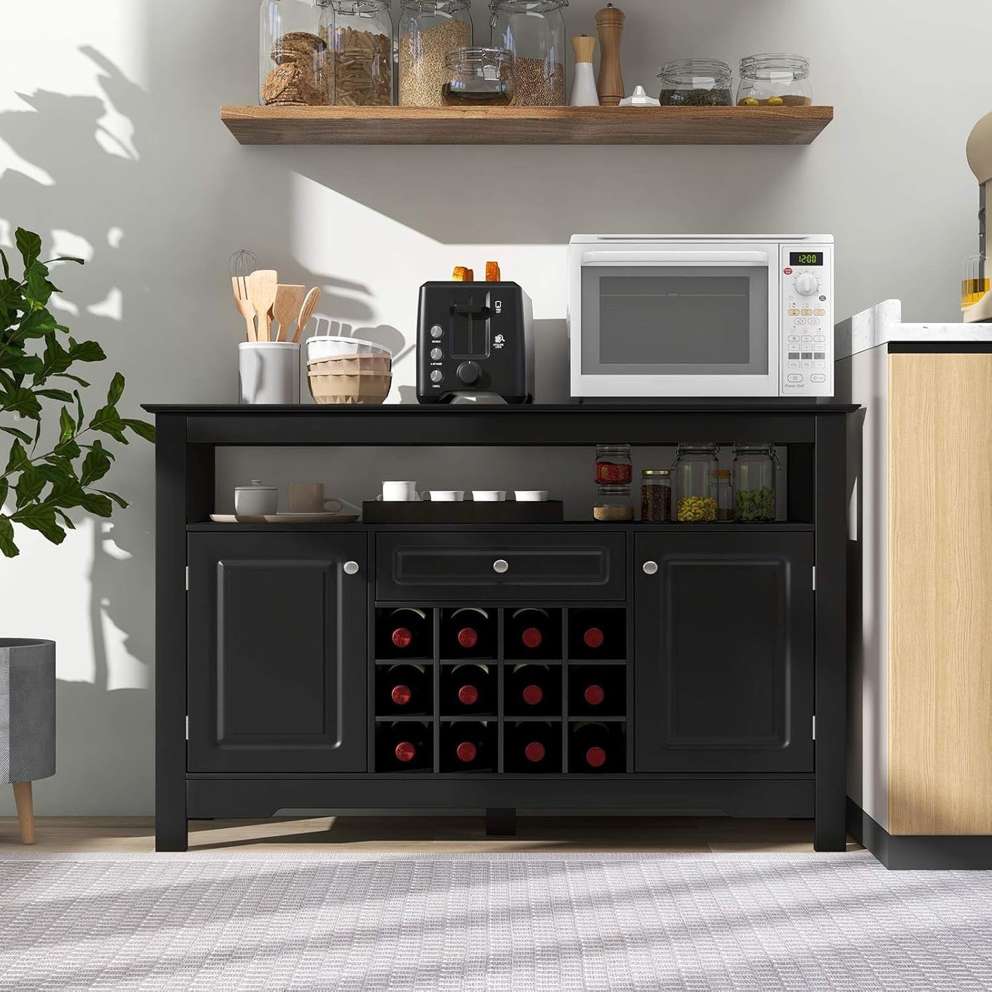Buffet Sideboard, Cupboard W/ 2 Doors & Drawer
