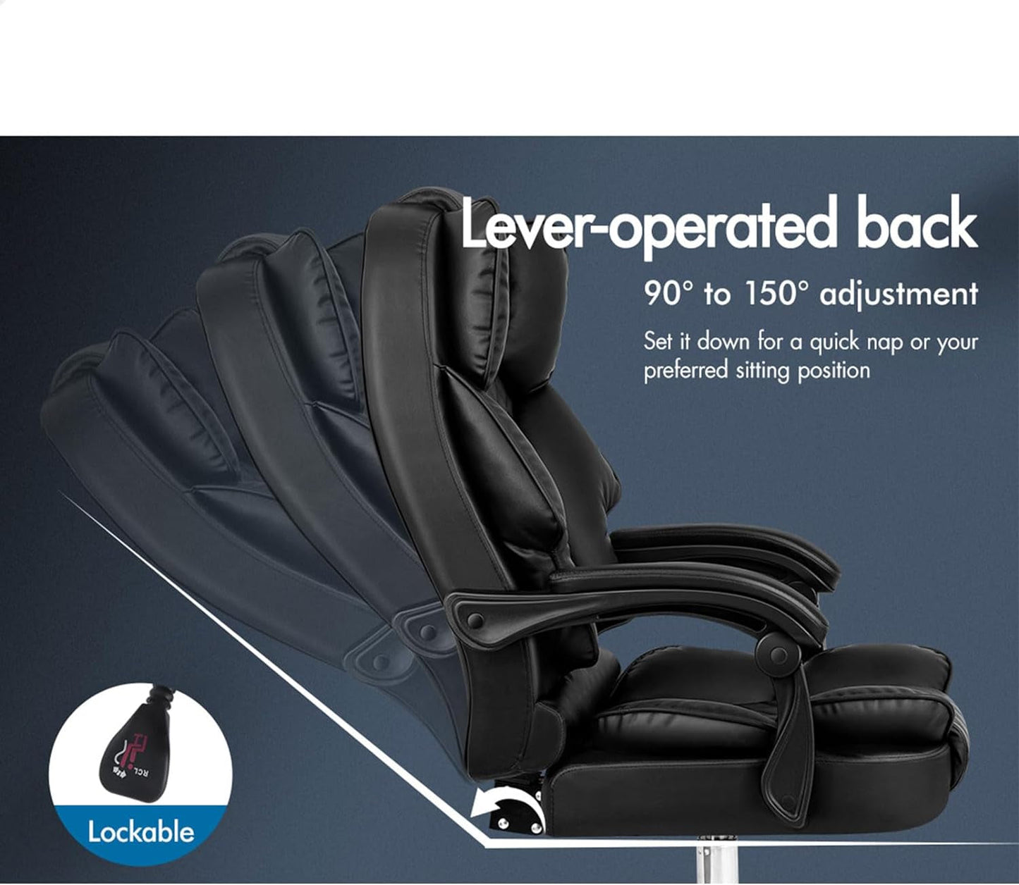 ALFORDSON Ergonomic Office Chair with Massage, 150° Recline and 360° Swivel, Gaming Executive Computer Racer Chair Adjustable Height,Pu Leather Home Office Chair with High Backest Support (Black)