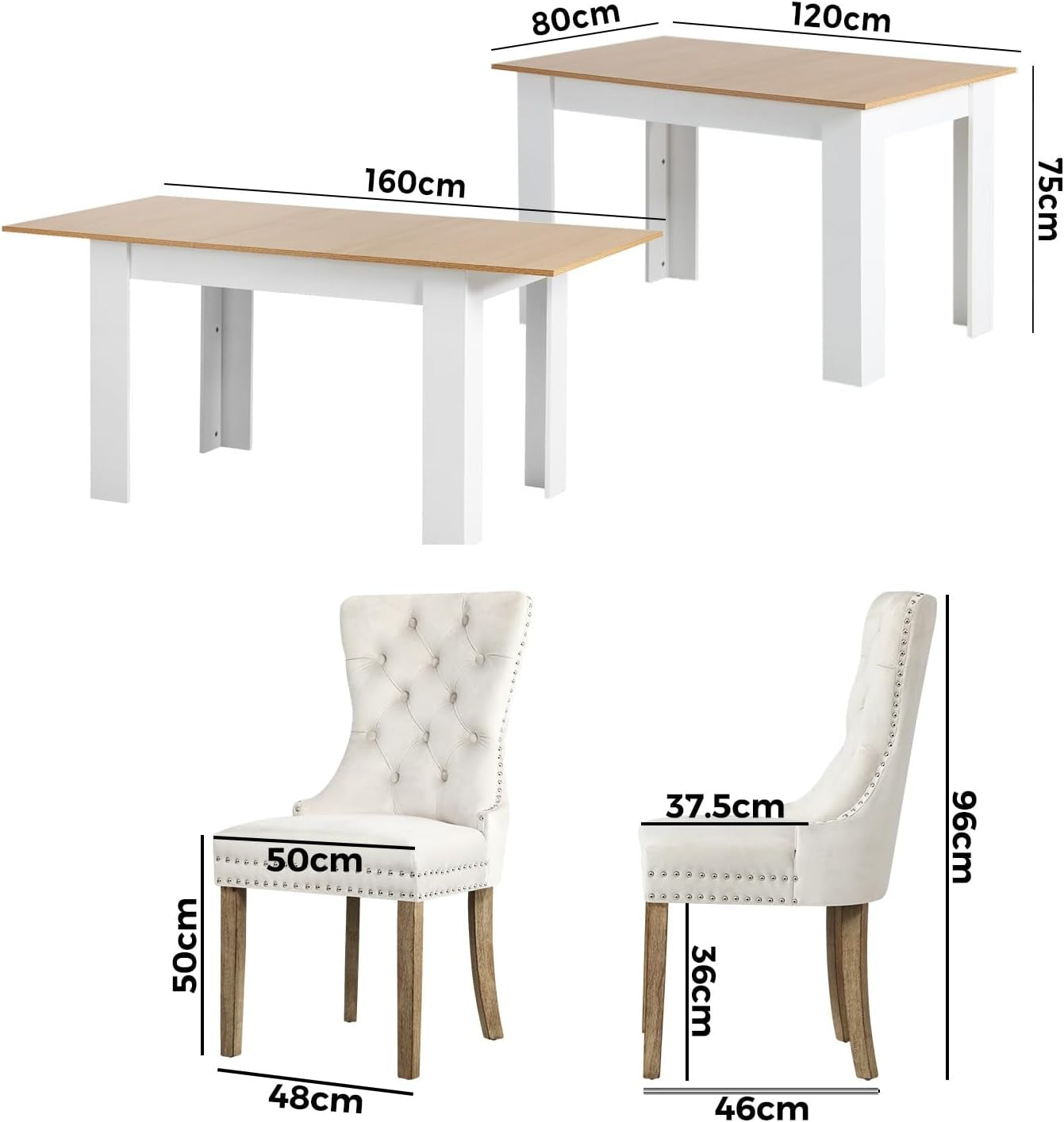 Dining Table and Chair Sets 7Pcs Home Dining Sets with Wooden Table and Velvet Chairs