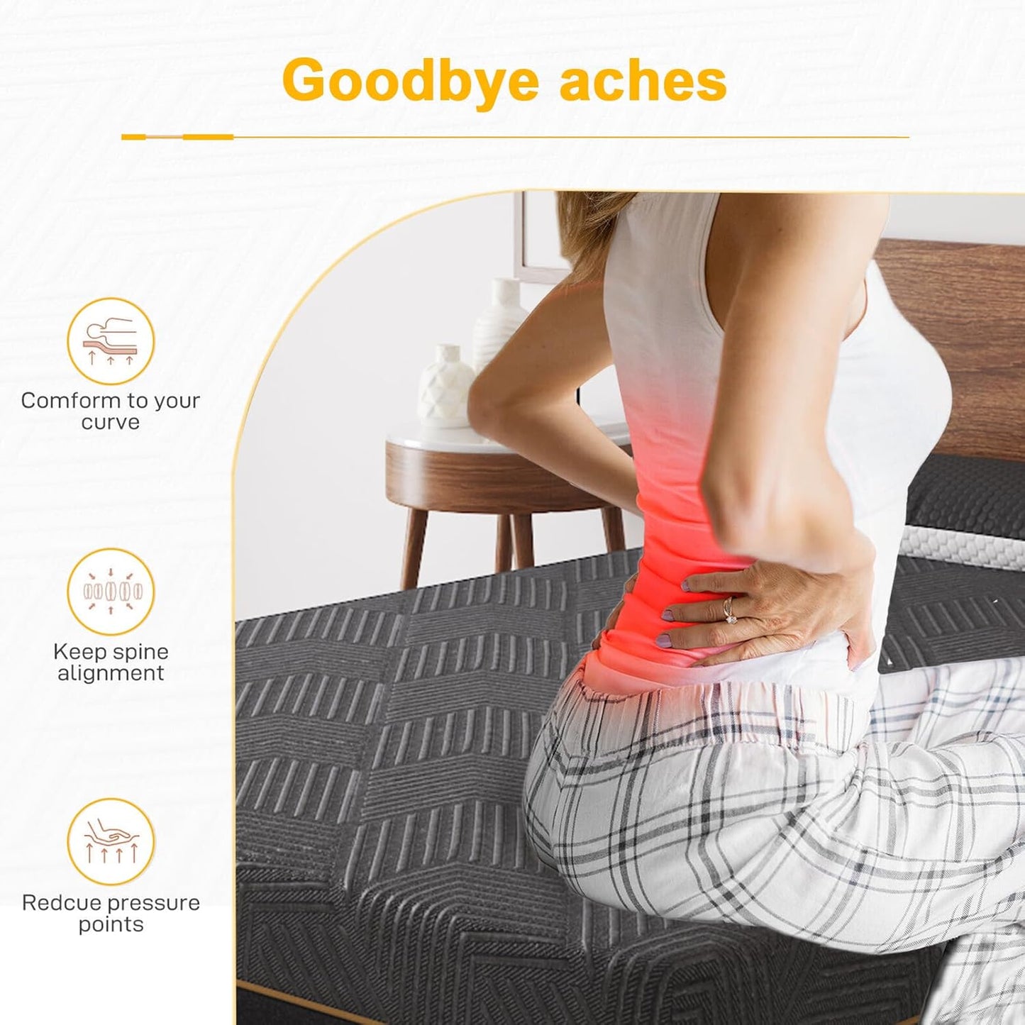 Duchess Mattress Queen Size,Gel Memory Foam Mattress in a Box for Cool Sleep & Motion Isolation Pressure Release and Comfortable Sleep