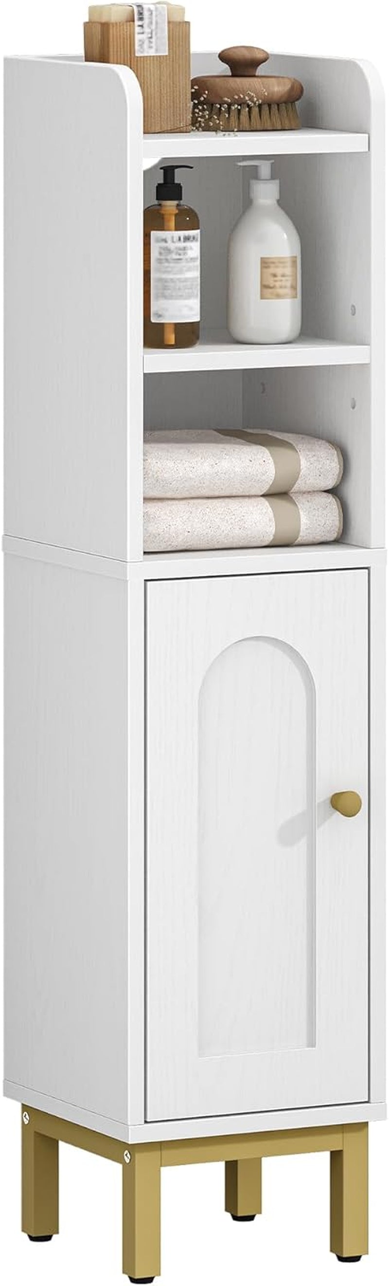 =Bathroom Storage Cabinet, Small Corner Floor Cabinet with Door and Shelves