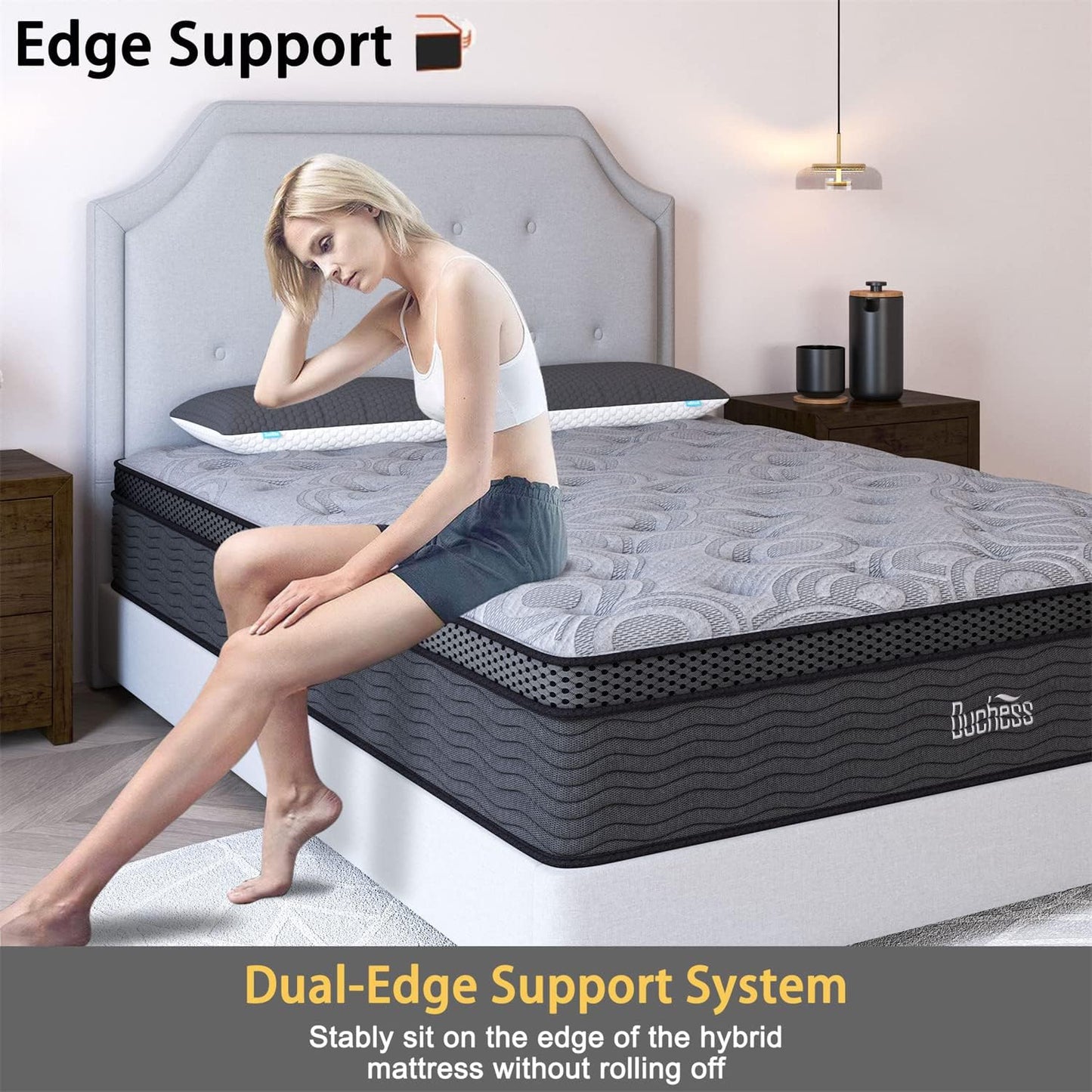 Duchess Queen Hybrid Mattress Eurotop 26CM Mattress Pocket Springs with Gel Memory Foam Mattress High Density Foam Layer Medium Firm